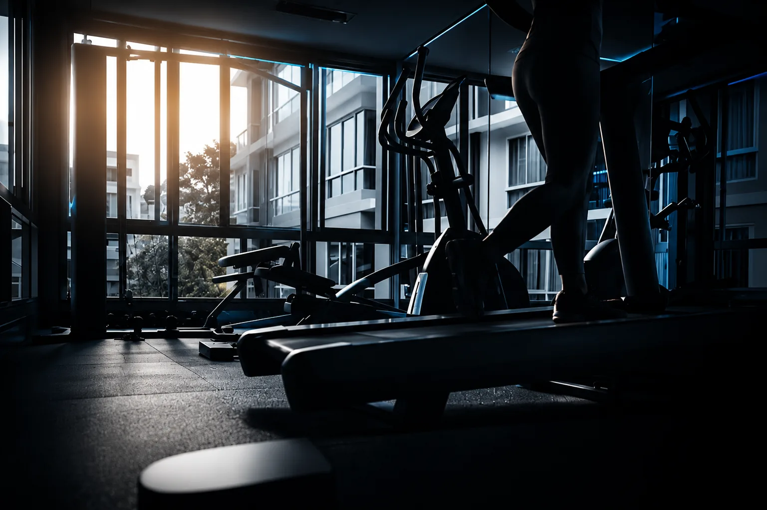 Fitness studio with people training